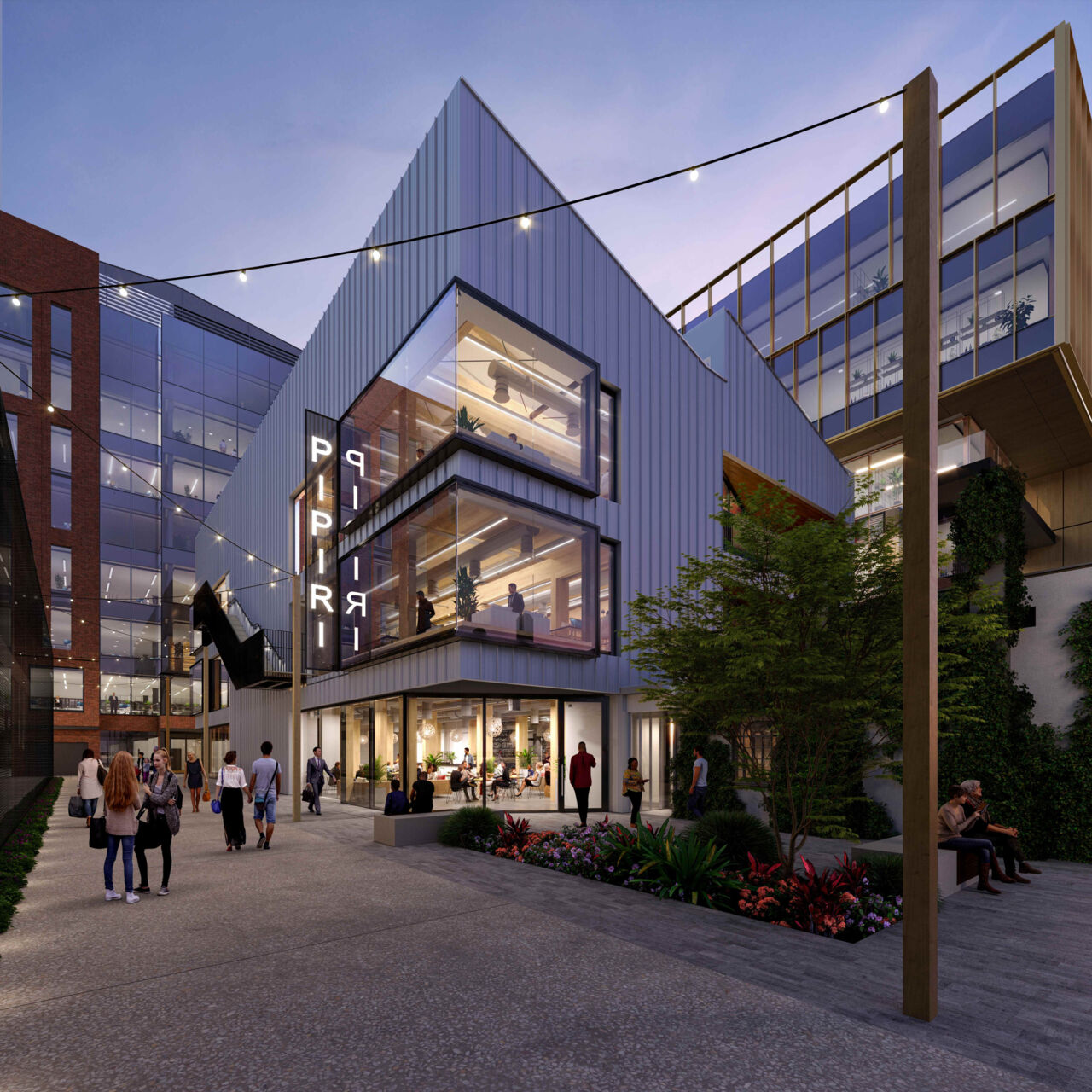 Image of Pipiri Lane Generator venue in the evening. Image of Pipiri Lane Generator venue in the evening.